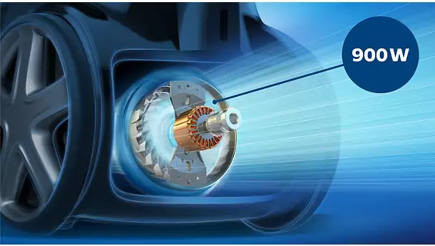 Yüksek emiş gücü için 900 W motor