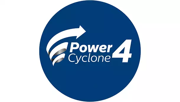 PowerCyclone 4 teknolojisi, kiri havadan tek seferde ayırarak hava akışını ve performansı en üst düzeye çıkarır. Oldukça etkili temizleme aşamalarıyla fark yaratan temizlik sonuçları sunar: 1) Düz ve pürüzsüz hava girişi sayesinde PowerCyclone havayı içine hızlıca çeker. 2) Eğimli hava geçişi havadaki tozun ayrılması için havayı siklonik hazne içinde yukarı doğru ivmelendirir.